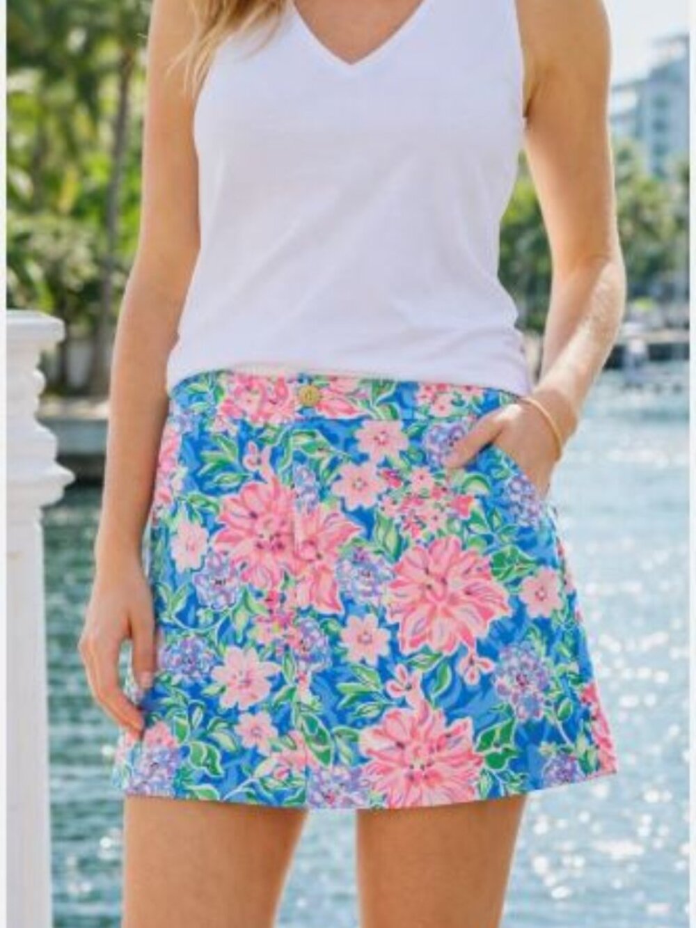Lilly Pulitzer Floral Skort Size 4 Blue Pink Golf Tennis Resort Style